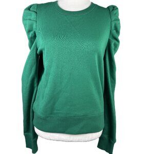 Rebecca Minkoff Kelly Green Pullover Sweater w/Crew Neck & Puff long sleeves XS